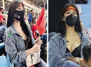 Nhan sắc đời thực của cô gái ăn mặc sexy đi xem bóng đá HOT nhất tuần qua