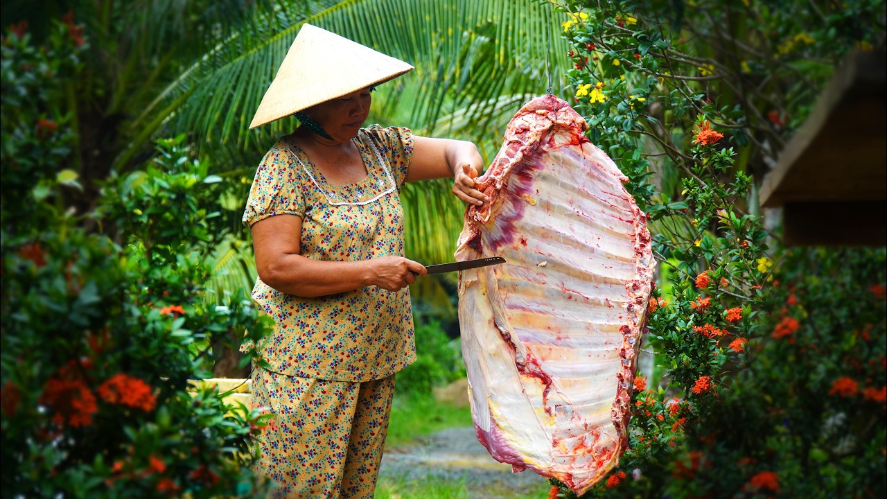 Mang sườn bò nguyên tảng về cho Mẹ chế biến
